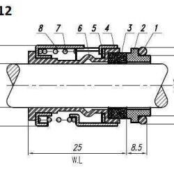 Уплотнения насоса Grundfos R-706B 12, L, SIC/SIC, VITON, 304