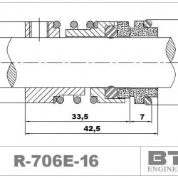 Торцевой уплотнитель для насоса R-706E 16, SIC/SIC, VITON, 304