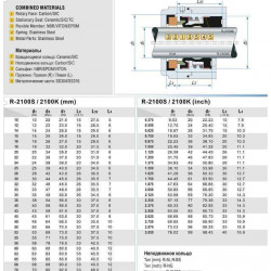 Торцевое механическое уплотнение к насосу R-2100S 25, CAR/SIC, EPDM, 304