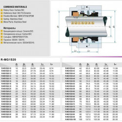 Торцевое уплотнение вала насоса R-MG1S20 32, CAR/SIC, EPDM, 304, G50
