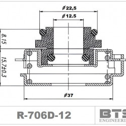 Уплотнитель для насоса Grundfos серии CM, CME и Boosters R-706D 12, CAR/SIC, EPDM, 304