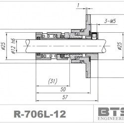 Уплотнение картриджного типа для насоса Europump, Waterstry R-706L 12, SIC/SIC, VITON, 304